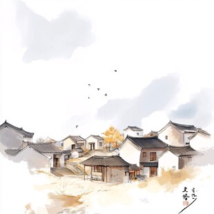 宏村插画宣传素材背景