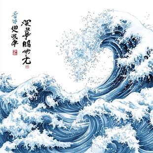 工笔手绘海浪