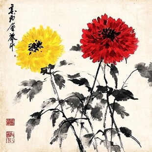 毛笔画菊花