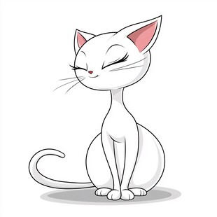 卡通白猫插画