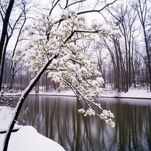 迎春花雪景