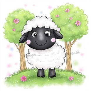 卡通黑脸羊