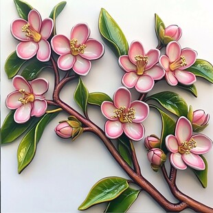 浮雕桃花