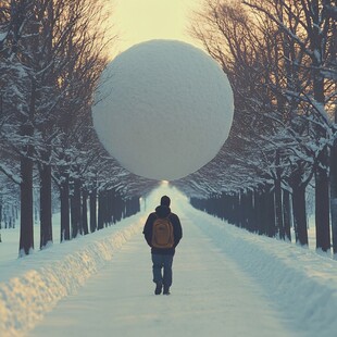 雪中背影