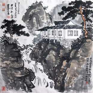 阁楼山水画