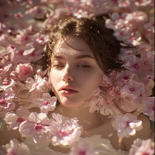 唯美花下少女