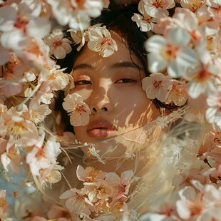 唯美花下少女