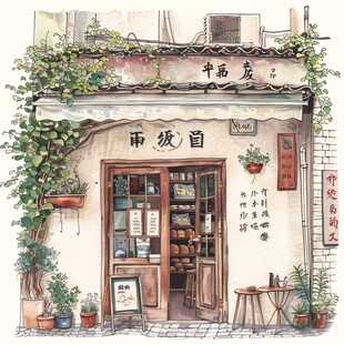 街边小店插画