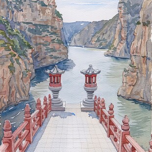 瞿塘峡插画