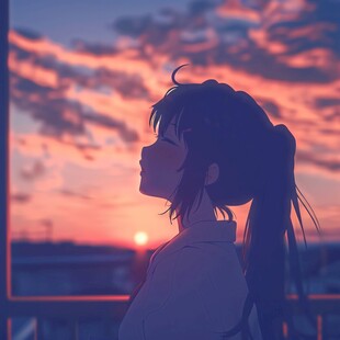 黄昏下的少女