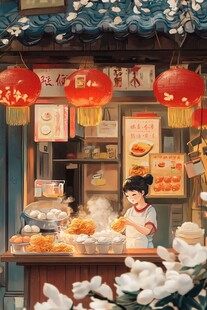 年糕店插画