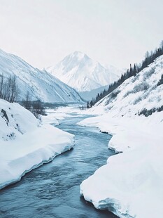 雪山河流风景