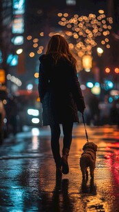 夜雨赶路的女人