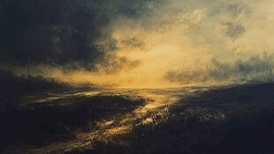 金光万丈水彩画