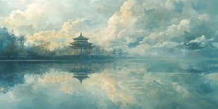 插画爱晚亭