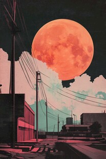 日落街道插画