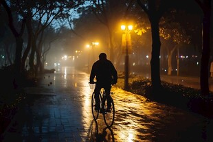 雨中骑车人