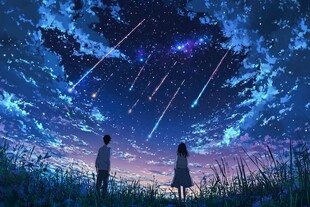 情侣看流星雨