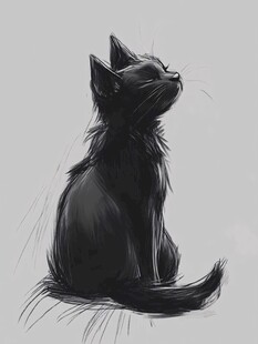 小黑猫插画