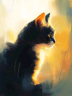 小黑猫插画