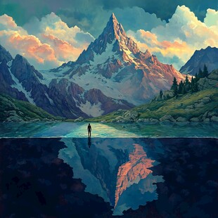 插画翡翠湖