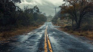 雨雾山路图片素材下载