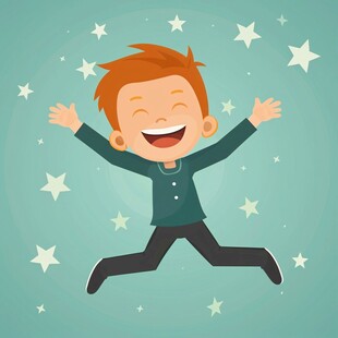 手绘梦幻快乐男生插图