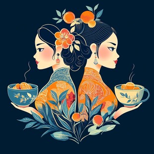 茶女插画