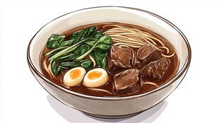 牛肉丸面美食插画