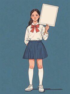 校服美女插画