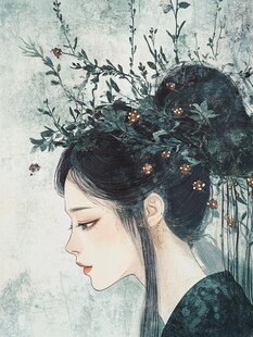 古风美女头像插画封面