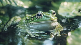 在水里绿色的青蛙