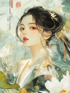 古风美女头像插画封面