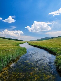 竖幅草原河流