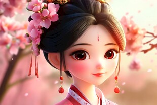 q版桃花少女