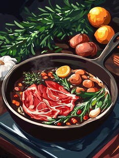 大锅卤肉插画