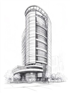 线稿大楼速写