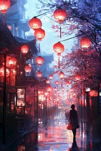 唯美樱花夜景