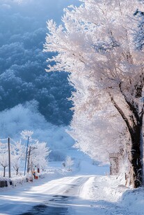 雾凇雪景冰天雪地