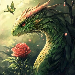 插画龙与蛇