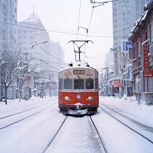 雪中电车