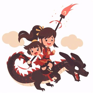 卡通玄凤与女孩