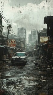 大雨街景