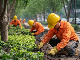 劳动中的园林工