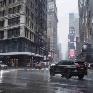 雨中城市街景