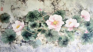 原创手绘芙蓉工笔画