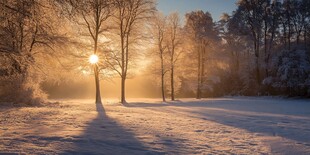 雪地林间晨光