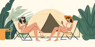 休闲露营户外插画