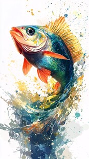 手绘唯美鱼装饰画