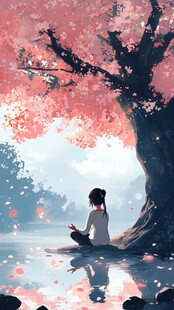 樱花树下的少女